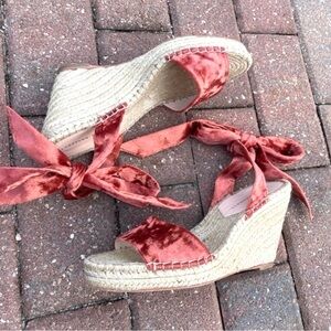 Loeffler Randall Harper Ankle Wrap Espadrile Wedge Size 7B